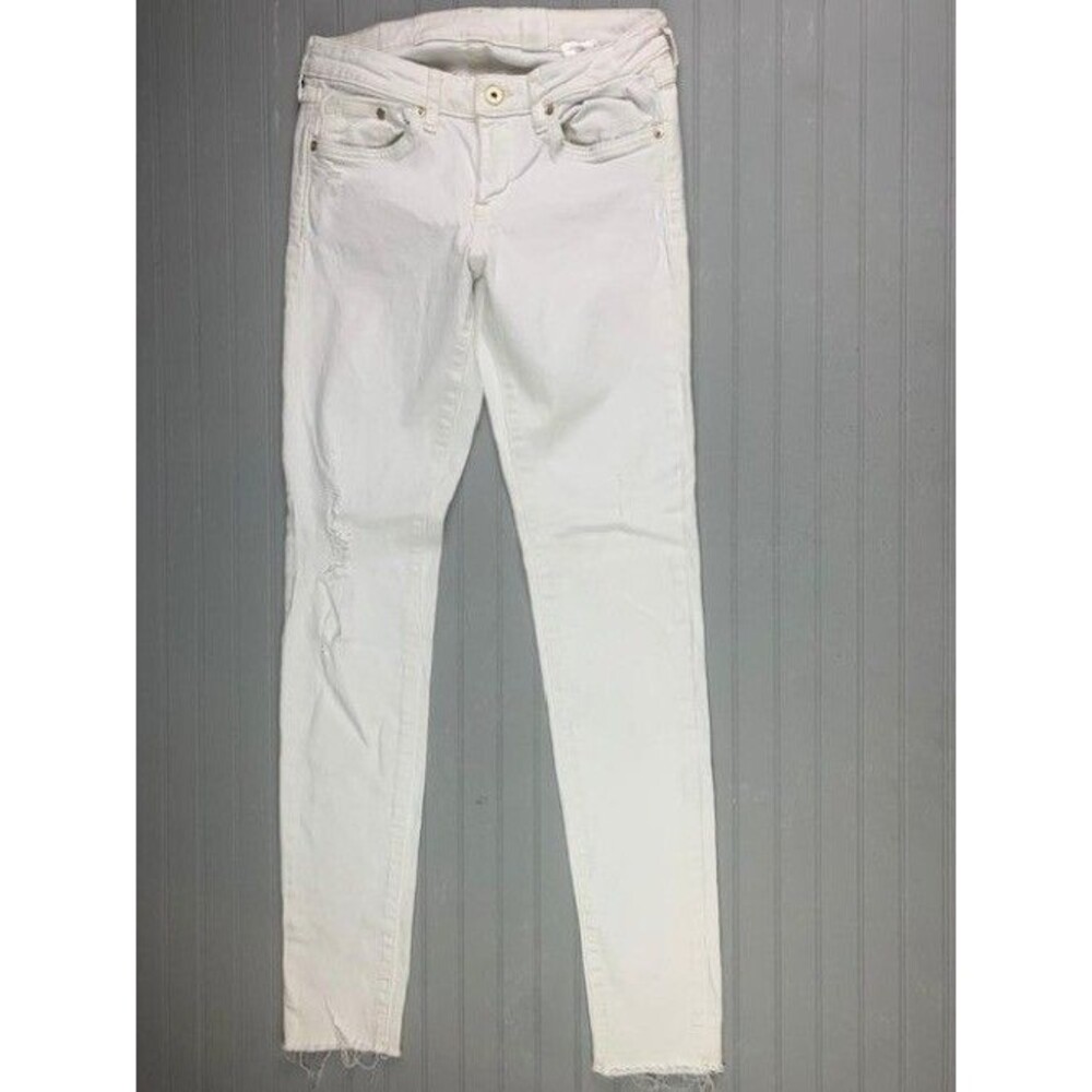 H&M Denim&Denim Size 28x32 Womens Jeans Super Skinny Low Waist Distress White